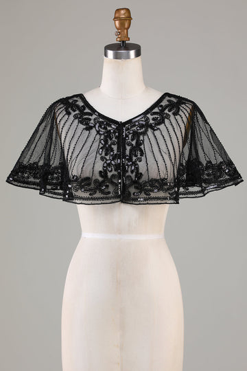 Black Beaded Glitter 1920-tallet kappe for kvinner